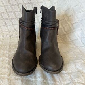 Maurices Dark Brown Ankle Boots with Braided Detail